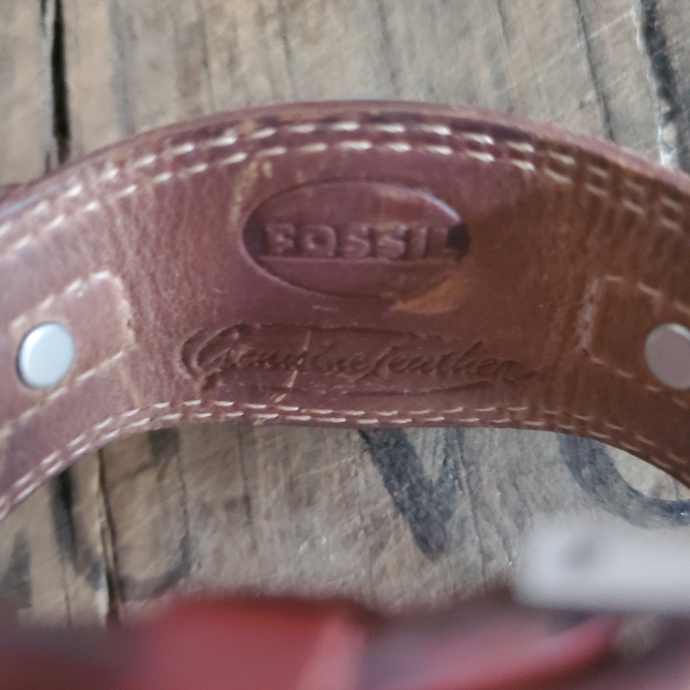 FOSSIL 'Rare' Vintage Big Tic Hearts Leather | Stainless Steel Wide Band Watch - Picture 7 of 14